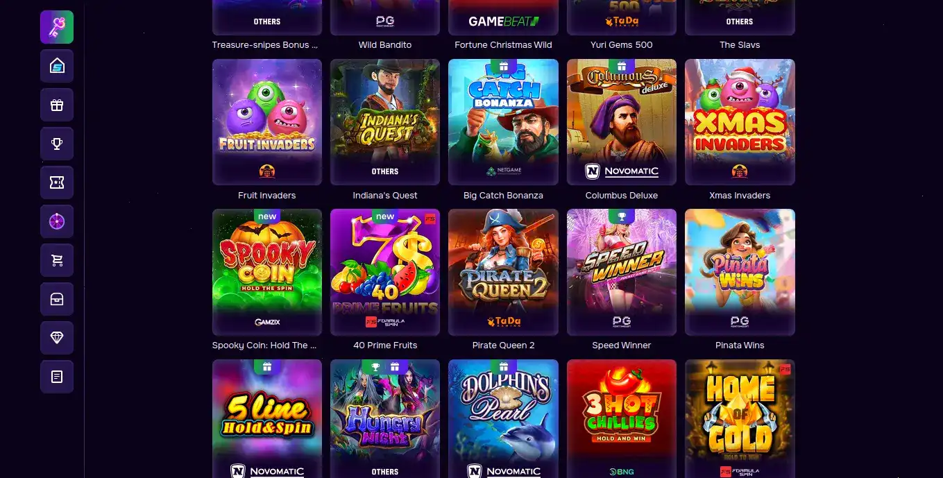 Интерфейс игрового зала Fresh Casino на компьютере